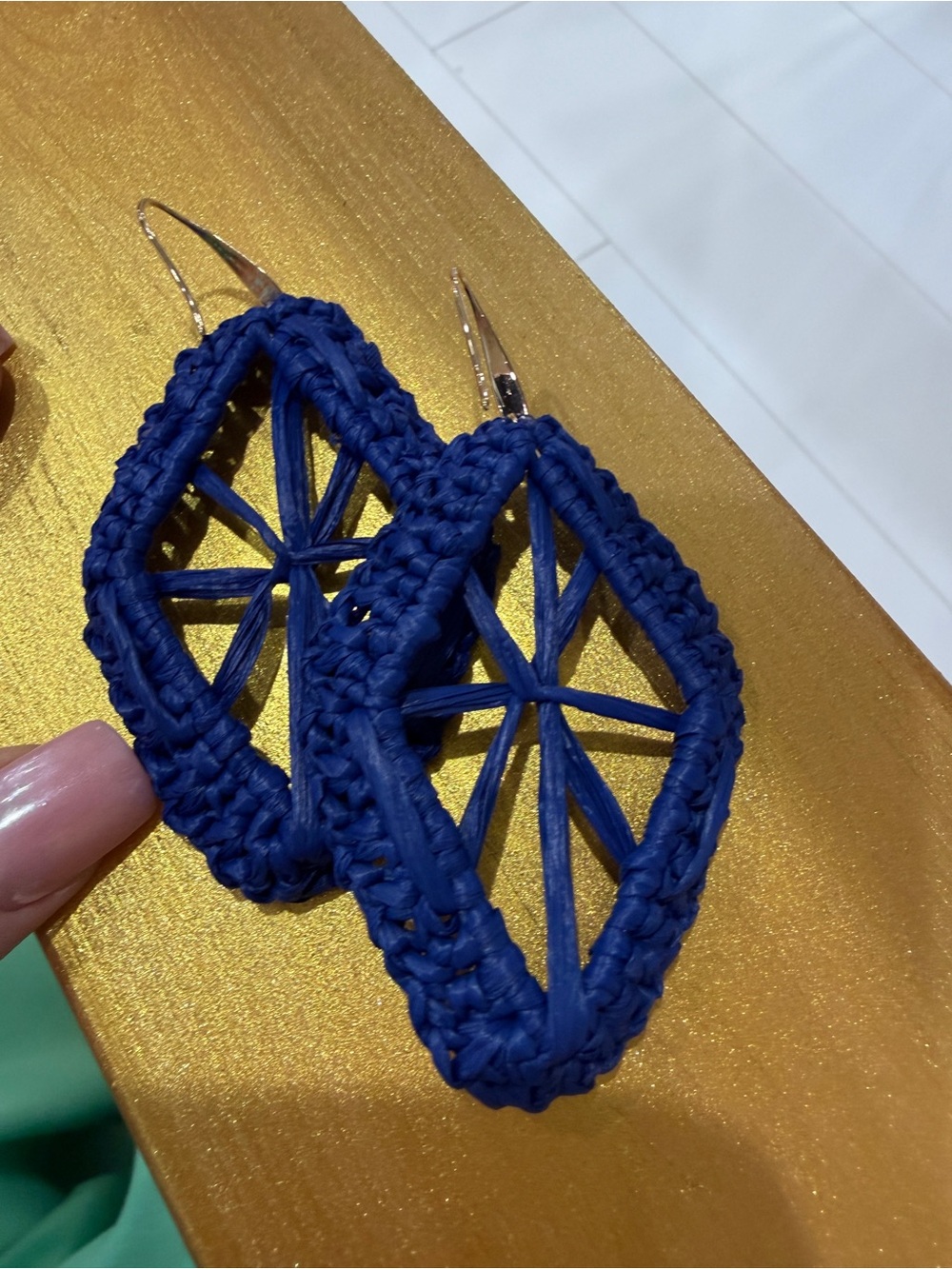 Soft Surroundings Royal Blue Woven Teardrop Earrings